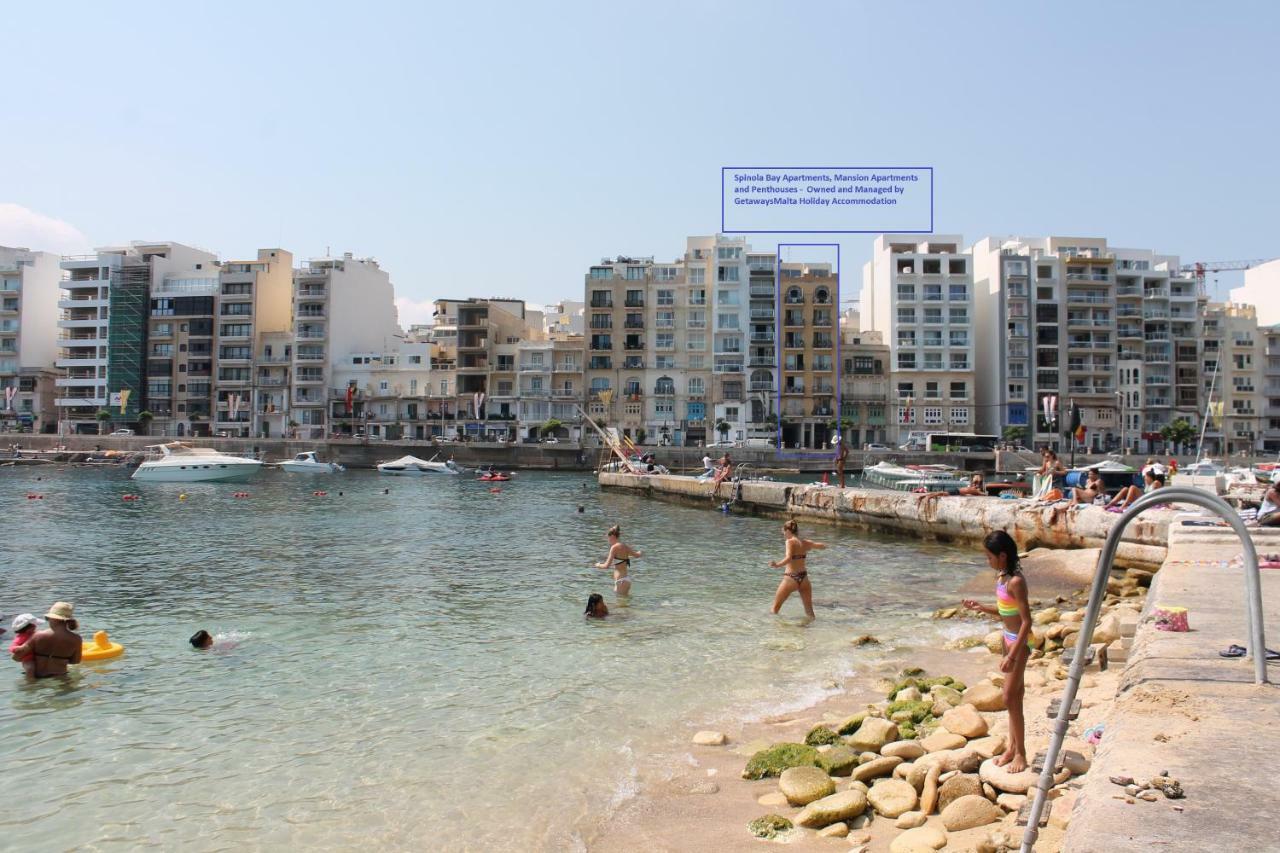 Spinola Bay Top Floor Seafront 3 Bedroom Apartment With Panoramic Sea Views - By Getawaysmalta San Julián Exterior foto